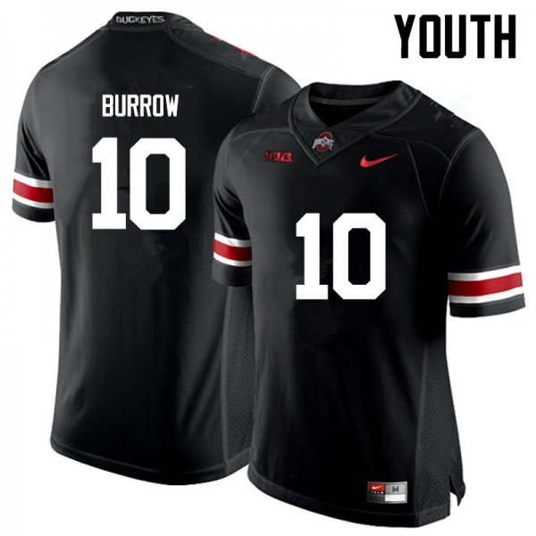 Ohio State Buckeyes #10 Joe Burrow Youth Stitch Jersey Black OSU16207